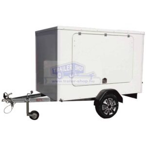 ALFA-B Modulo 22516MPK.130.2 dobozos egytengelyes H:2,52 x Sz:1,56 x M:1,4m méretű, 1300kg, fékezett zárt utánfutó, 2 hátsó ajtóval, 1 oldal ajtóval, 1 fix oldalfallal