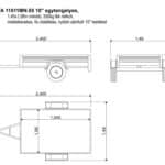 ALFA 11511MN.55 10" egytengelyes, 1,45x1,08m méretű, 550kg fék nélküli, mellsőkerekes fix oldalfalas nyitott utánfutó 10" kerékkel