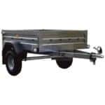 ALFA 11511MN.55 10″ egytengelyes fékezetlen mellsőkerekes fix oldalfalas nyitott utánfutó 10″ kerékkel