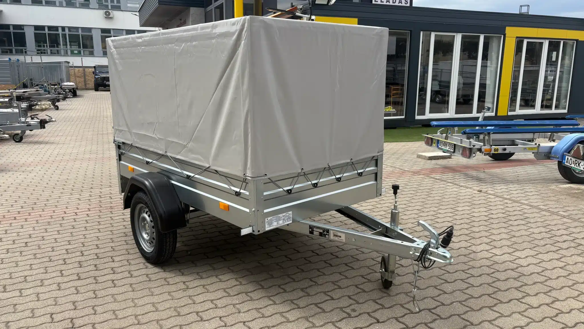 Ponyva 80 cm magas, szürke rögzítőzsinorral ALFA 12015, 22015 utánfutóhoz TP1201580