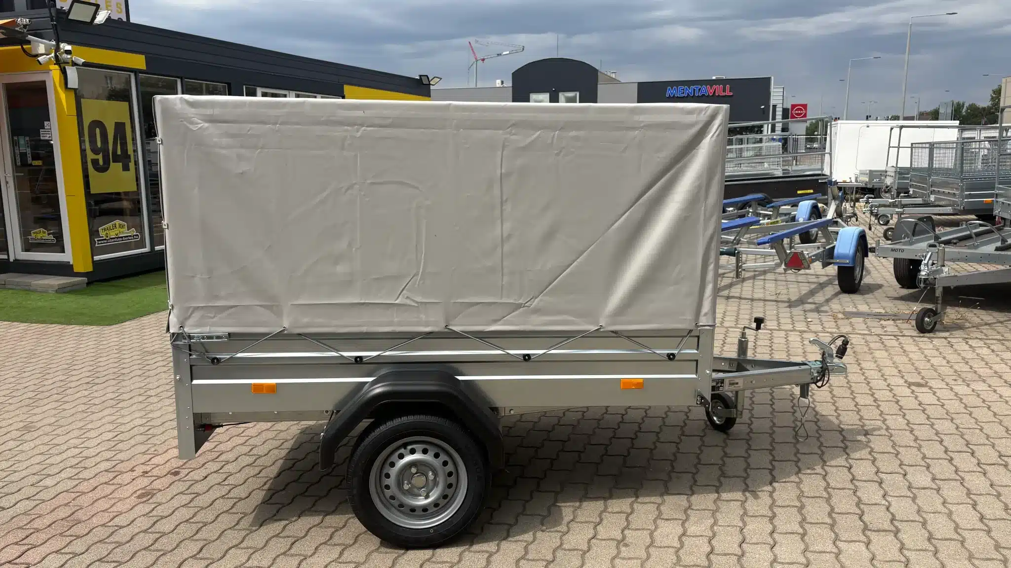 Ponyva 80 cm magas, szürke rögzítőzsinorral ALFA 12015, 22015 utánfutóhoz TP1201580