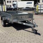 ALFA 12013MN.75L egytengelyes, 2,0x1,25m méretű, 750kg fék nélküli, laprugós mellsőkerekes fix oldalfalas nyitott utánfutó