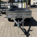 ALFA 12013MN.75L egytengelyes, 2,0x1,25m méretű, 750kg fék nélküli, laprugós mellsőkerekes fix oldalfalas nyitott utánfutó