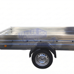 ALFA 12513MN.75 FAB egytengelyes, 2,44x1,25m méretű, 750kg fék nélküli mellsőkerekes fix oldalfalas felhajtóajtós dönthető nyitott utánfutó