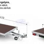 ALFA 12516AP.75 13", 2,56x1,60m méretű, 750kg egytengelyes, fék nélküli, alsókerekes, uniplatós, síkplatós utánfutó