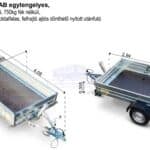 ALFA 13015MN.75 FAB egytengelyes, 2,94x1,44m méretű, 750kg fék nélküli mellsőkerekes fix oldalfalas felhajtóajtós dönthető nyitott utánfutó