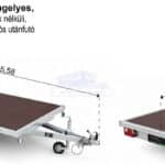 ALFA 14020AP.75 10" 4,05x2,00m méretű, 750kg egytengelyes fék nélküli alsókerekes uniplatós síkplatós utánfutó