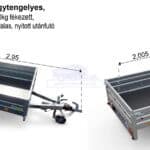 ALFA-B 22013MN.100-ig egytengelyes, 2,0x1,25m méretű, 1000kg, fékezett mellsőkerekes fix oldalfalas utánfutó