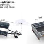 ALFA-B 22513MN.130-ig egytengelyes, 2,44x1,25m méretű, 1300kg, fékezett mellsőkerekes fix oldalfalas utánfutó