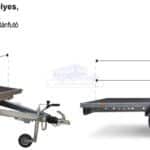 ALFA-B 22516MP.100-ig egytengelyes, 2,56x1,6m méretű, 1000kg, fékezett, mellsőkerekes, uniplatós, síkplatós utánfutó
