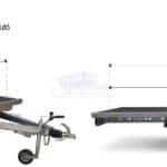ALFA-B 22516MP.75 egytengelyes, 2,56x1,6m méretű, 750kg, fékezett, mellsőkerekes, uniplatós, síkplatós utánfutó
