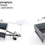 ALFA-B 23015MN.130-ig egytengelyes, 2,94x1,44m méretű, 1300kg fékezett mellsőkerekes fix oldalfalas utánfutó
