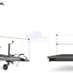 ALFA-B 23016AP.150-ig 10" egytengelyes 3,0x1,6m méretű, 1500kg fékezett alsókerekes uniplatós síkplatós utánfutó