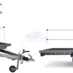 ALFA-B 23016MP.130-ig egytengelyes, 3,0x1,6m méretű, 1300kg, fékezett, mellsőkerekes, uniplatós, síkplatós utánfutó