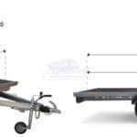 ALFA-B 23016MP.150-ig egytengelyes, 3,0x1,6m méretű, 1500kg, fékezett, mellsőkerekes, uniplatós, síkplatós utánfutó