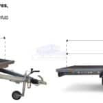 ALFA-B 23616MP.100-ig egytengelyes, 3,66x1,6m méretű, 1000kg, fékezett, mellsőkerekes, uniplatós, síkplatós utánfutó