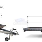 ALFA-B 23616MP.75 egytengelyes, 3,66x1,6m méretű, 750kg, fékezett, mellsőkerekes, uniplatós, síkplatós utánfutó