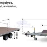 ALFA-T 42516AP.130-ig 10" kéttengelyes, 2,56x1,6m méretű, 1300kg, fékezett, alsókerekes, síkplatós, uniplatós utánfutó, trailer