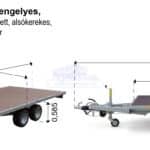 ALFA-T 42516AP.200-ig 10" kéttengelyes, 2,56x1,6m méretű, 2000kg, fékezett, alsókerekes, síkplatós, uniplatós utánfutó, trailer