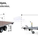 ALFA-T 43016AP.130-ig 10" kéttengelyes, 3,0x1,6m méretű, 1300kg, fékezett, alsókerekes, síkplatós, uniplatós utánfutó, trailer