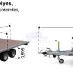 ALFA-T 43016AP.200-ig 10" kéttengelyes, 3,0x1,6m méretű, 2000kg, fékezett, alsókerekes, síkplatós, uniplatós utánfutó, trailer