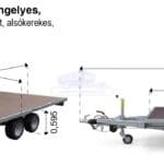 ALFA-T 43016AP.270-ig 10" kéttengelyes, 3,0x1,6m méretű, 2700kg, fékezett, alsókerekes, síkplatós, uniplatós utánfutó, trailer