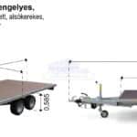 ALFA-T 43020AP.200-ig 10" kéttengelyes, 3,05x2,0m méretű, 2000kg, fékezett, alsókerekes, síkplatós, uniplatós utánfutó, trailer