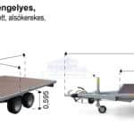ALFA-T 43616AP.130-ig 10" kéttengelyes, 3,66x1,6m méretű, 1300kg, fékezett, alsókerekes, síkplatós, uniplatós utánfutó, trailer