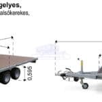 ALFA-T 43616AP.200-ig 10" kéttengelyes, 3,66x1,6m, 2000kg, fékezett, alsókerekes, síkplatós, uniplatós utánfutó, trailer