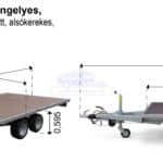 ALFA-T 43616AP.270-ig 10" kéttengelyes, 3,66x1,6m méretű, 2700kg, fékezett, alsókerekes, síkplatós, uniplatós utánfutó, trailer