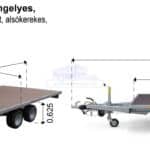 ALFA-T 43616AP.300-ig 13" kéttengelyes, 3,66x1,6m méretű, 3000kg, fékezett, alsókerekes, síkplatós, uniplatós utánfutó