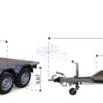 ALFA-T 43616MP.270-ig kéttengelyes, 3,66x1,6m méretű, 2700kg, fékezett, mellsőkerekes, síkplatós, uniplatós utánfutó