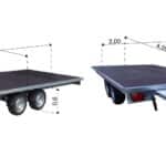 ALFA-T 44020AP.200-ig 10" kéttengelyes, 4,05x2,0m, 2000kg, fékezett, alsókerekes, síkplatós, uniplatós utánfutó, trailer, tréler és autószállító tréler