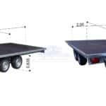 ALFA-T 44020AP.350-ig 13" kéttengelyes, 4,05x2,0m méretű, 3500kg, fékezett, alsókerekes, síkplatós, uniplatós utánfutó, trailer, tréler és autószállító tréler