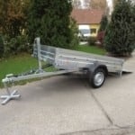 ALFA 13015MN.75 FAB egytengelyes fék nélküli mellsőkerekes fix oldalfalas felhajtóajtós dönthető nyitott utánfutó