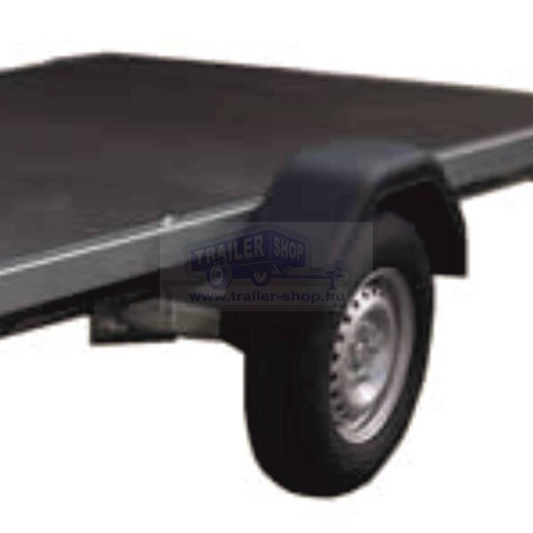 ALFA-B 22516MP.75 egytengelyes fékezett mellsőkerekes uniplatós síkplatós utánfutó