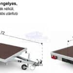 ALFA 12518AP.75 10", 2,56x1,80m méretű, 750kg egytengelyes, fék nélküli, alsókerekes, uniplatós, síkplatós utánfutó