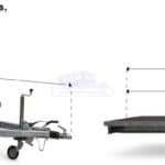 ALFA-B 25020AP.130-ig 10" egytengelyes 5,0x2,0m méretű, 1300kg, fékezett alsókerekes uniplatós síkplatós utánfutó trailer, tréler