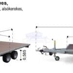 ALFA-T 42518AP.130-ig kéttengelyes, 2,56x1,8m méretű, 1300kg, fékezett, alsókerekes, síkplatós, uniplatós utánfutó