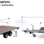 ALFA-T 43018AP.130-ig 10" kéttengelyes, 3,0x1,8m méretű, 1300kg, fékezett, alsókerekes, síkplatós, uniplatós utánfutó
