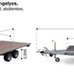 ALFA-T 43018AP.200-ig 10" kéttengelyes, 3,0x1,8m méretű, 2000kg, fékezett, alsókerekes, síkplatós, uniplatós utánfutó