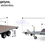 ALFA-T 43018AP.270-ig 10" kéttengelyes, 3,0x1,8m méretű, 2700kg, fékezett, alsókerekes, síkplatós, uniplatós utánfutó