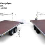 ALFA-T 45020AP.270-ig 10" kéttengelyes, 5,0x2,0m méretű, 2700kg, fékezett, alsókerekes, síkplatós, uniplatós utánfutó, trailer, tréler és autószállító tréler