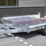 ALFA-T 43015MVG.350/C kéttengelyes, fékezett, alsókerekes, síkplatós, gépszállító utánfutó, tréler felhajtó rámpával