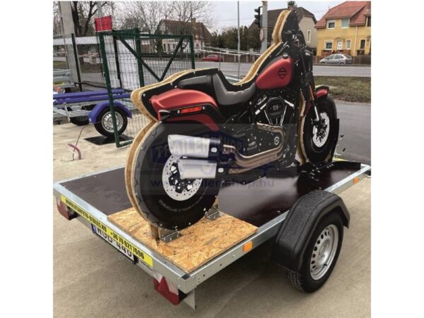 ALFA 12015MT.75.2 egytengelyes 1,98x1,5m méretű, 750kg, fék nélküli, mellsőkerekes motorszállító utánfutó