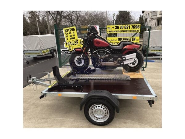 ALFA 12015MT.75.2 egytengelyes 1,98x1,5m méretű, 750kg, fék nélküli, mellsőkerekes motorszállító utánfutó
