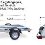 ALFA 12015MT.75.3 egytengelyes 1,98x1,5m méretű, 750kg, fék nélküli, mellsőkerekes motorszállító utánfutó