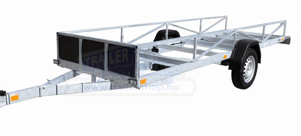 ALFA 14012CS.75 egytengelyes 4,0x1,15m méretű, 750kg fék nélküli, mellsőkerekes csőszállító utánfutó