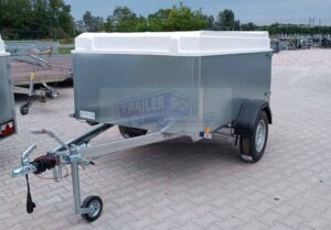 ALFA-B 22014MN.130.70 egytengelyes fékezett mellsőkerekes fix oldalfalas utánfutó 700mm magas oldalfallal