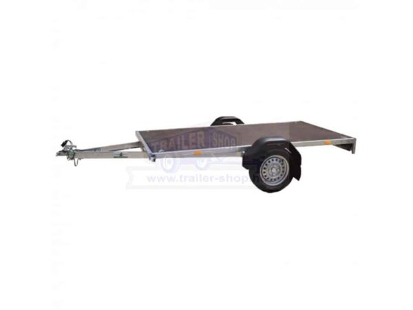 ALFA 12518MP.75L egytengelyes, 2,56x1,80, 750kg fék nélküli, mellsőkerekes, laprugós, síkplatós utánfutó